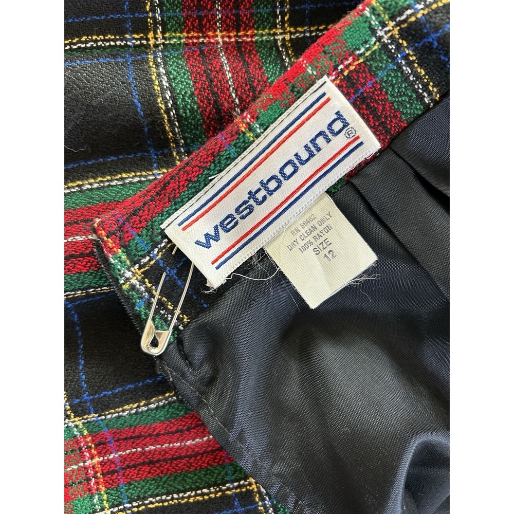 Vintage 90s Westbound Plaid Midi Skirt 12 Long Preppy Academia Tartan Grunge - Picture 4 of 5